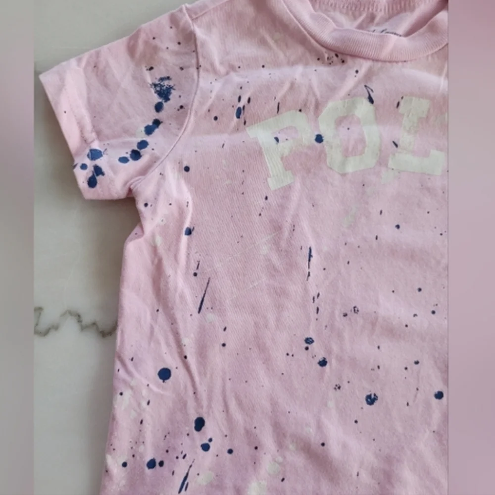 Vintage Ralph Lauren 100% Cotton Pink Prep Short Sleeve Tee Size 6 Months Infant